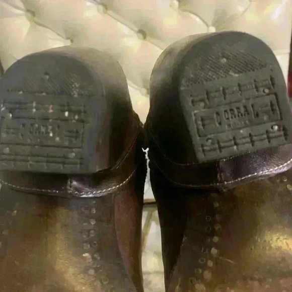 CORRAL Whip Stitch Brass Studded 15" Tall Knee-High Harness Boots Sz 8.5. - Picture 7 of 12